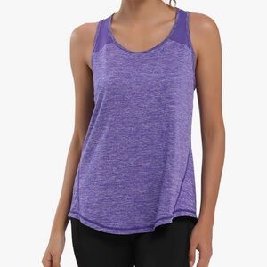 Marbled Purple Racerback Workout Yoga Barre Exercise Top Size Large, Comfortable